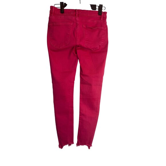 Zara Woman Premium Denim Collection Pink Skinny Jeans Frayed Hem Size 26 - Picture 3 of 13